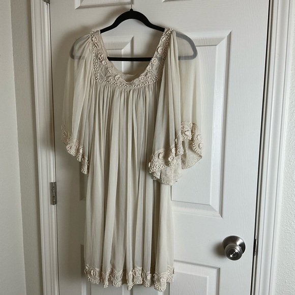 Free People Ivory Etheral Embellished Chiffon Mini Dress-small - Picture 13 of 14